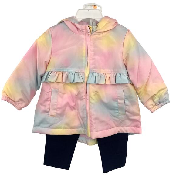 Little Me Girls 3-Pc Outfit Set 12MOS Tie Dye Hoodie Long Sleeve Top Pants NWT - Picture 1 of 15